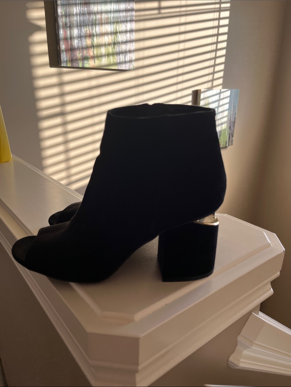 Women’s Black Open-Toe Ankle Booties with Block Heel